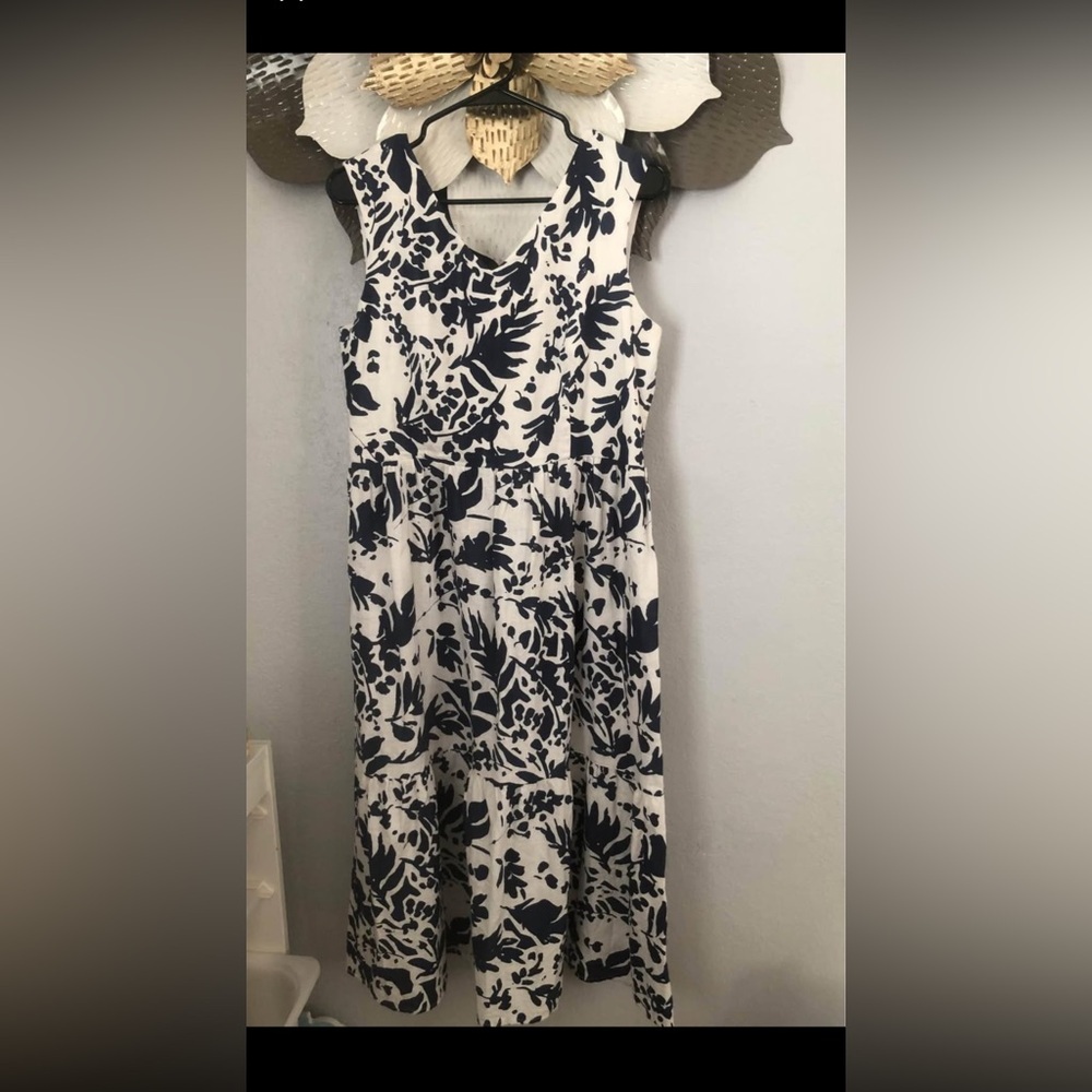 Magaschoni Navy and White Floral Dress